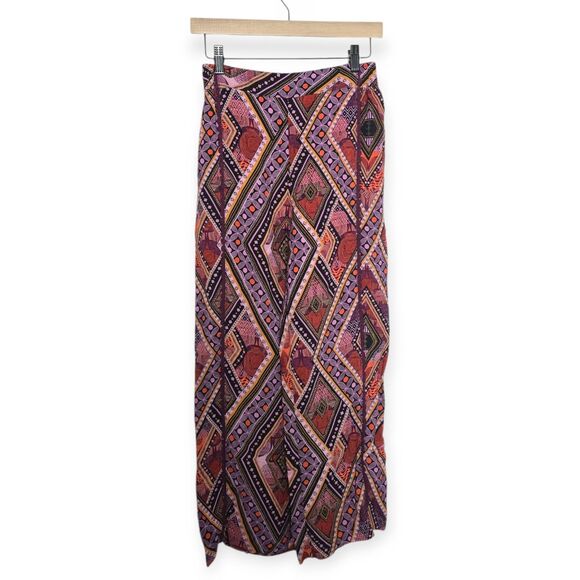 Anthropologie Womens Size 0 Layla Abstract Wide-Leg Plum Pants High Rise Boho - Picture 3 of 4